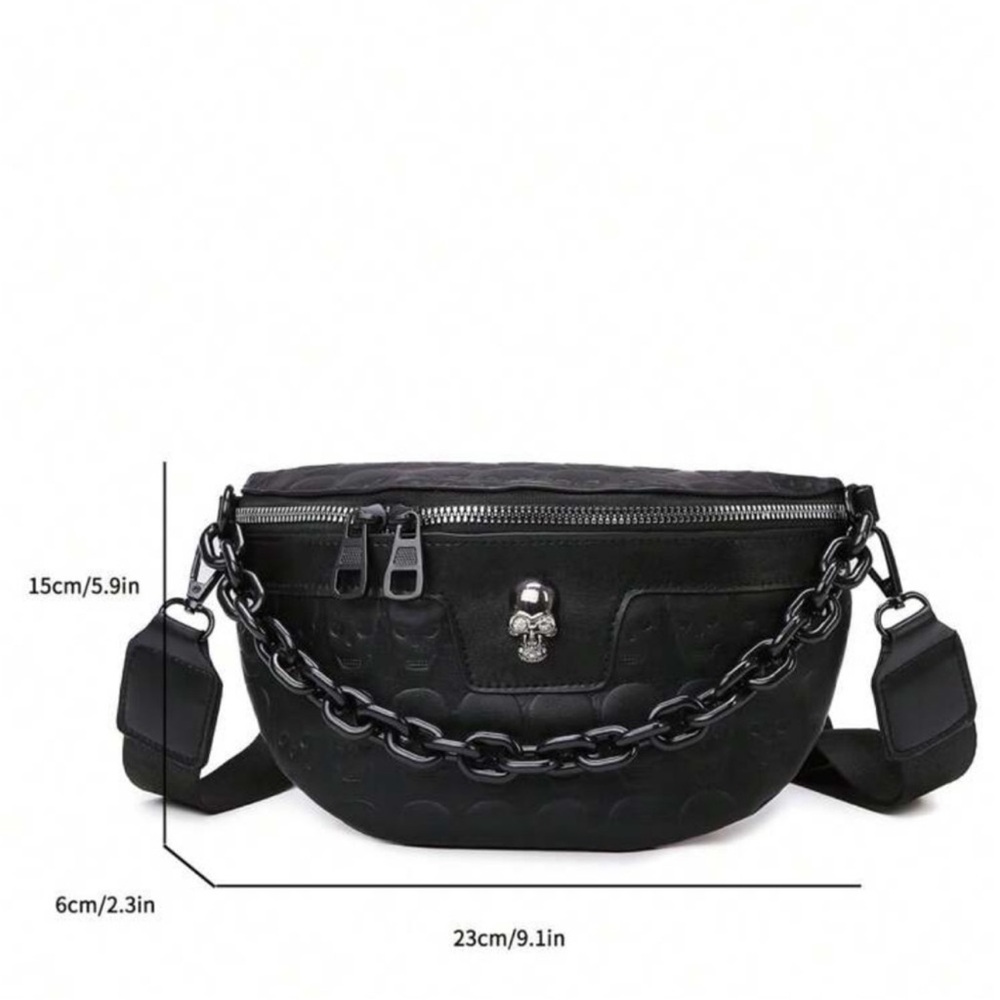 Black Skull Embossed Crossbody Bag - Picture 7 of 14